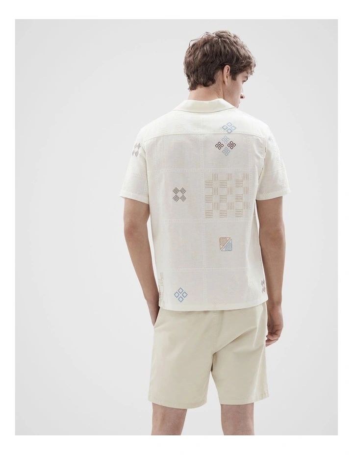 Patchwork Embroidery Regular Fit Shirt in White image 2