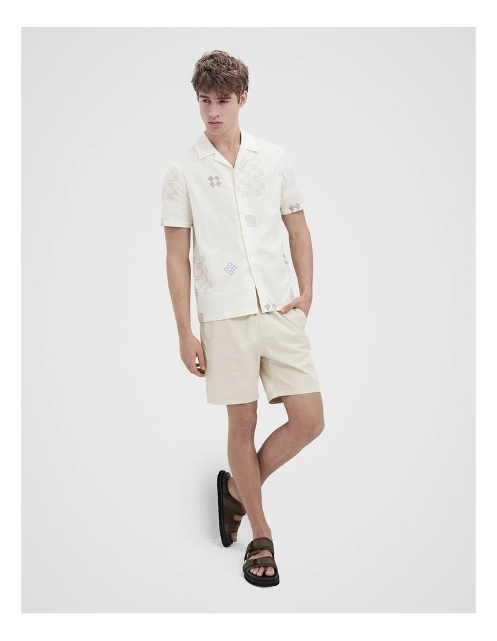 Patchwork Embroidery Regular Fit Shirt in White image 4