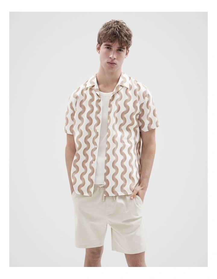 Wavy Print Regular Fit Shirt in White image 1