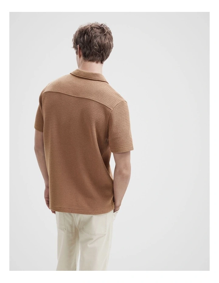 Open Weave Regular Fit Shirt in Brown image 2