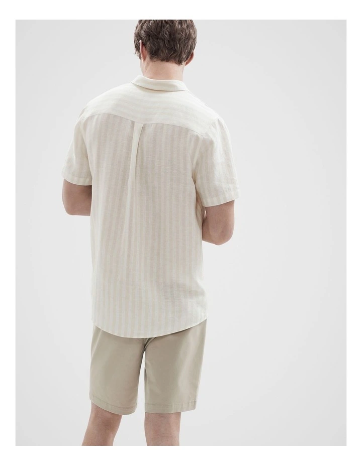Linen Short Sleeve Regular Fit Shirt in White image 2
