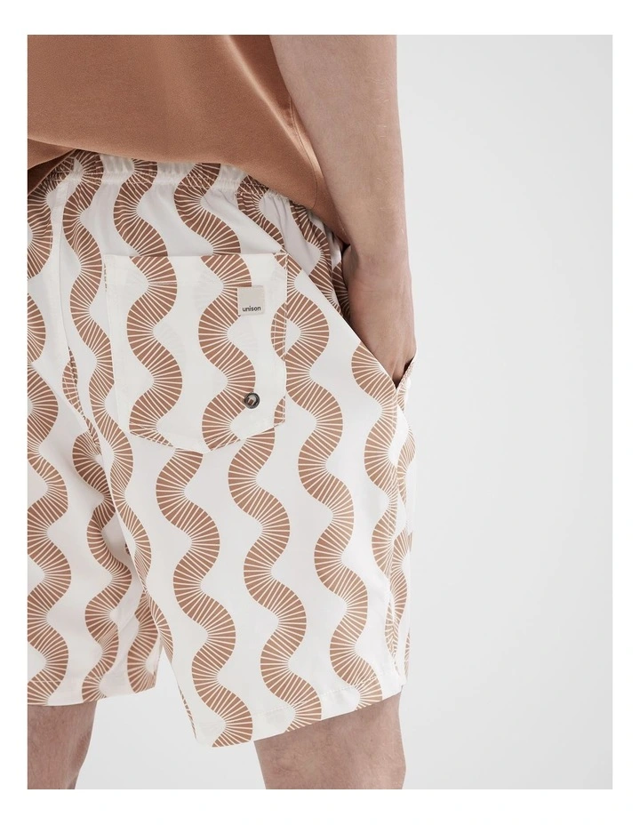 Wavy Swim Short in White image 4