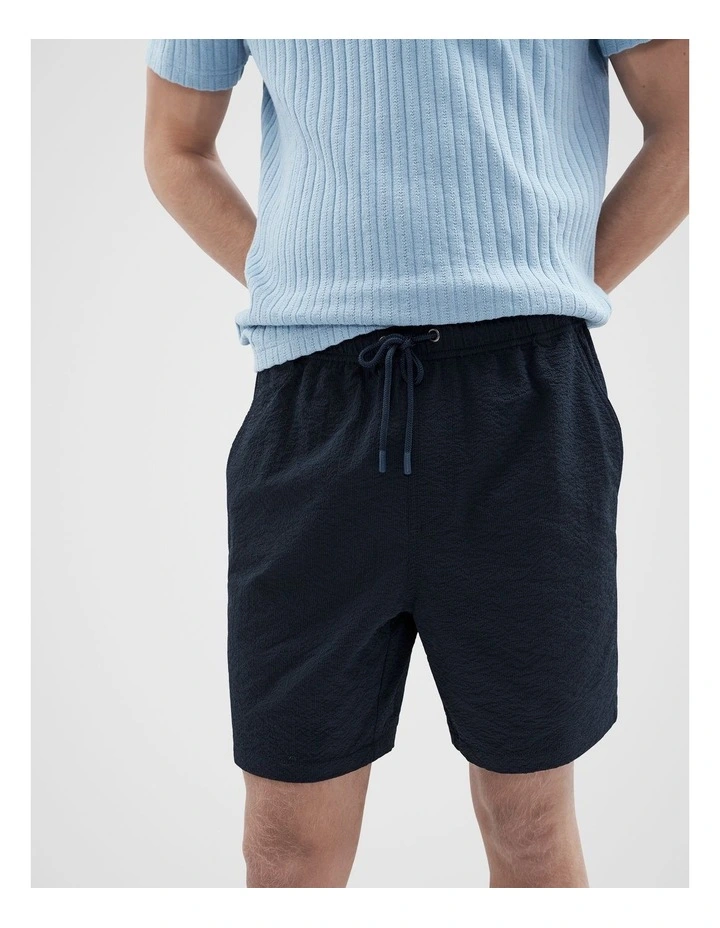 Seersucker Swim Short in Navy image 3