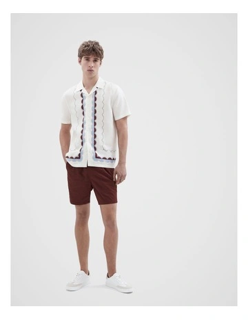 Seersucker Swim Short in Red