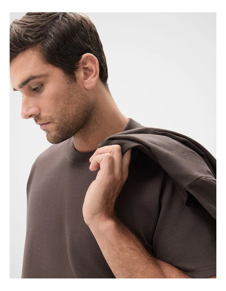 Jacquard Relaxed Fit T-shirt in Brown image 3