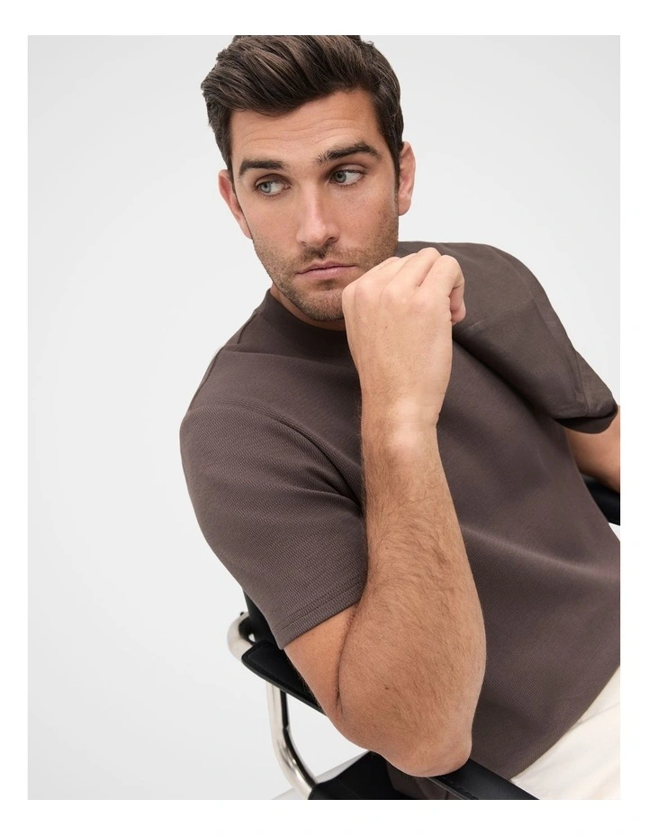 Jacquard Relaxed Fit T-shirt in Brown image 4
