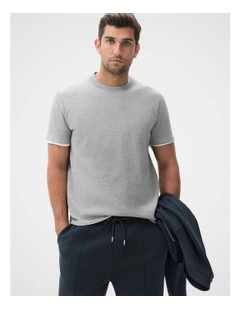 Jacquard Relaxed Fit T-shirt in Grey