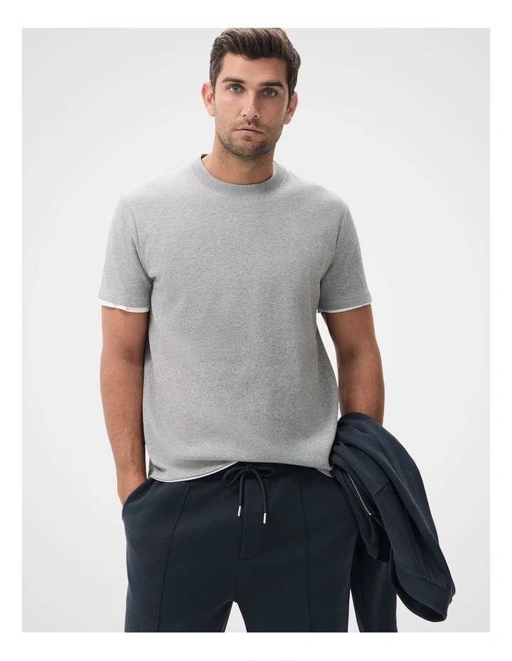 Jacquard Relaxed Fit T-shirt in Grey image 1