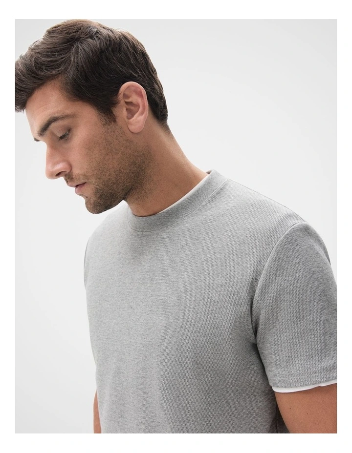 Jacquard Relaxed Fit T-shirt in Grey image 3