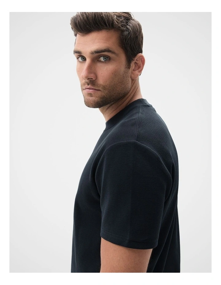 Jacquard Relaxed Fit T-shirt in Navy image 3