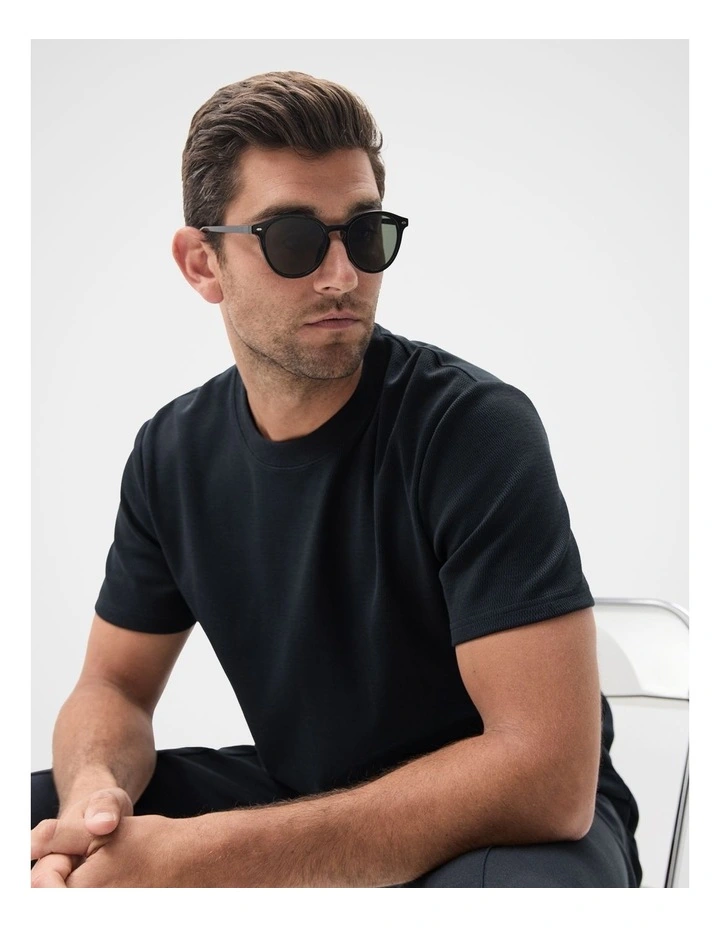 Jacquard Relaxed Fit T-shirt in Navy image 4