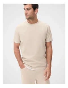 Jacquard Relaxed Fit T-shirt in Beige