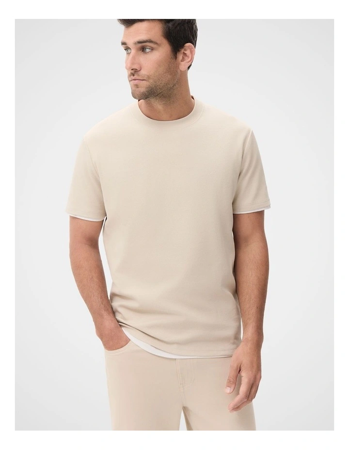 Jacquard Relaxed Fit T-shirt in Beige image 1