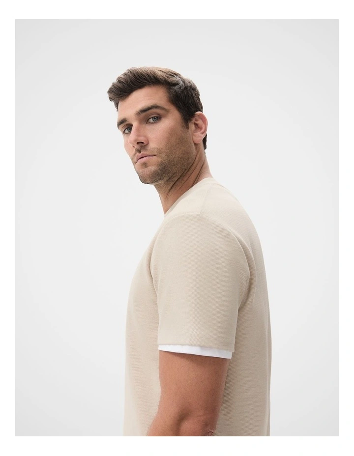 Jacquard Relaxed Fit T-shirt in Beige image 3