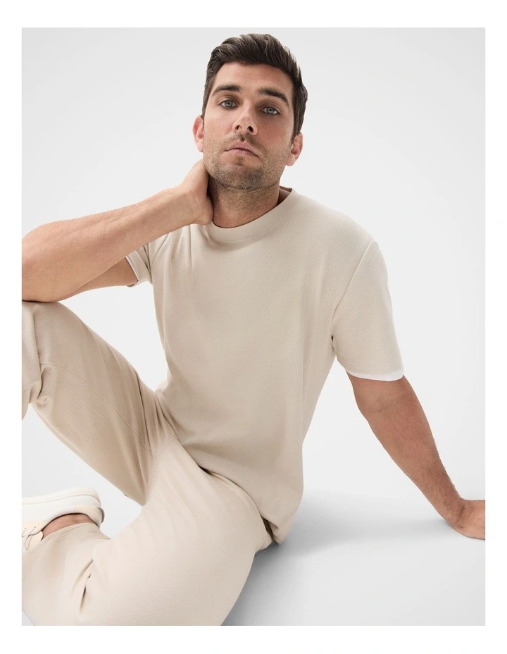 Jacquard Relaxed Fit T-shirt in Beige image 4