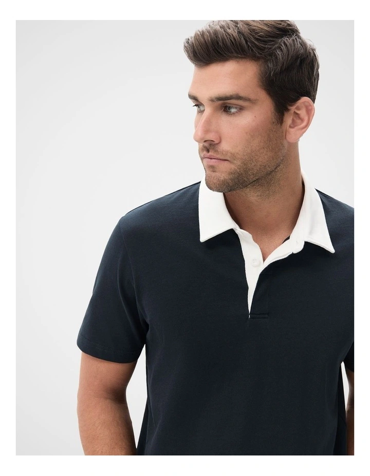 Varsity Polo Shirt in Navy image 3