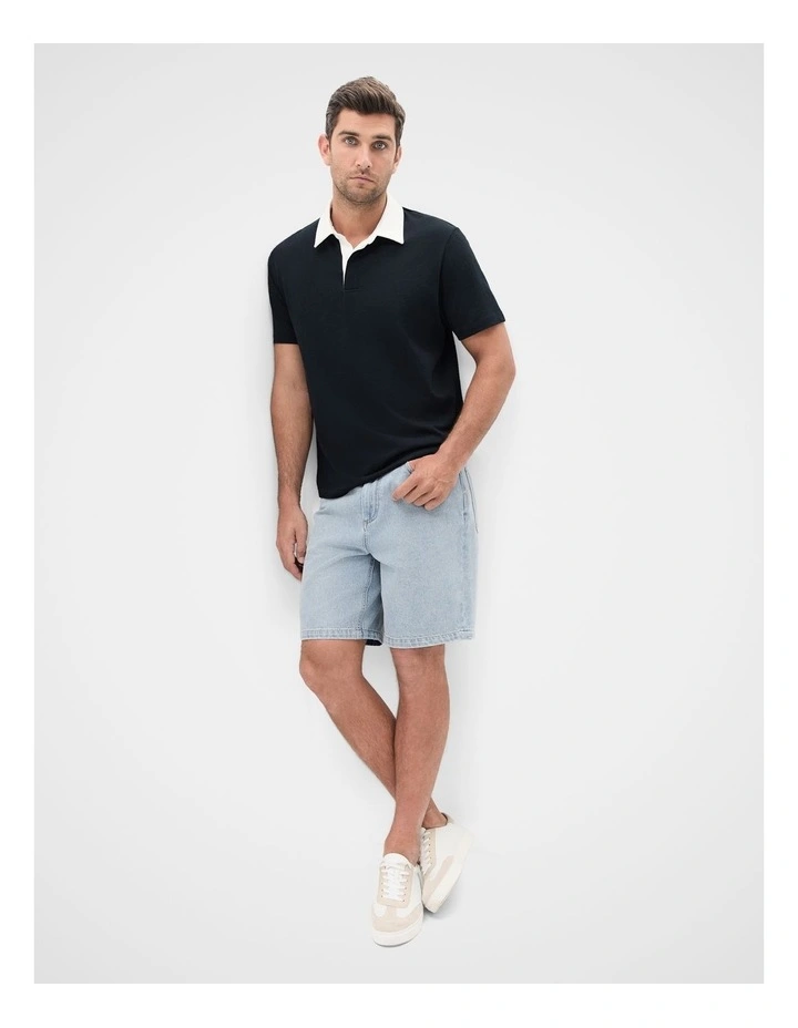 Varsity Polo Shirt in Navy image 4