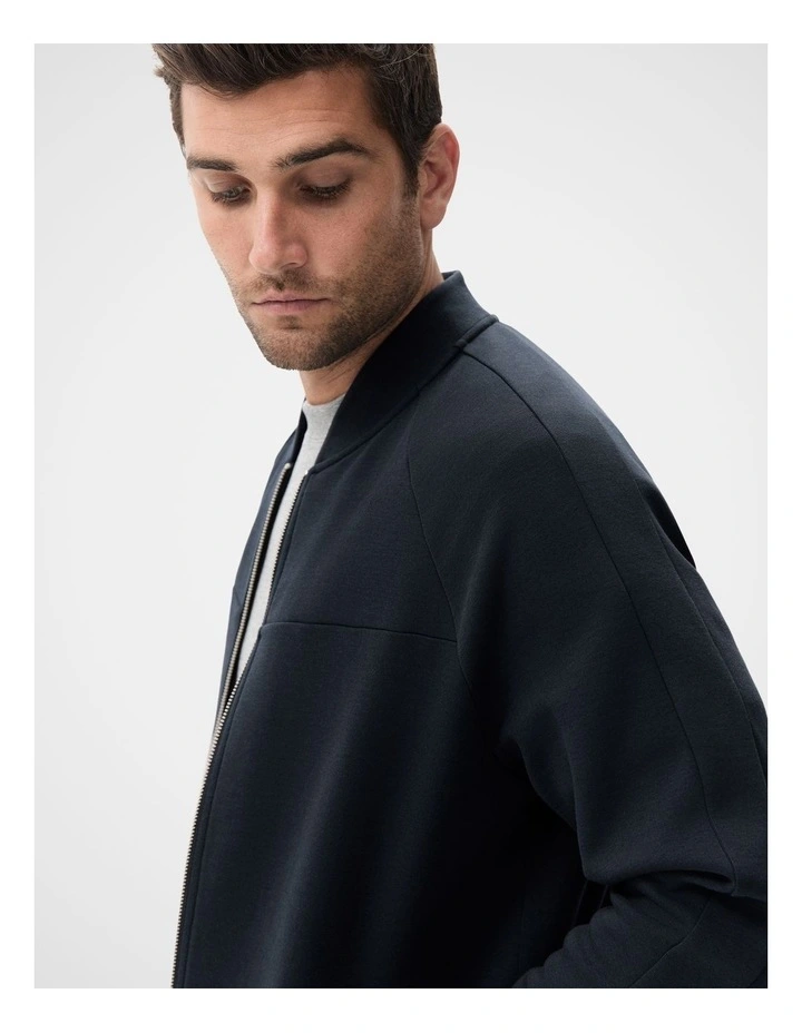 Sporty Zip Thru Jacket in Navy image 4