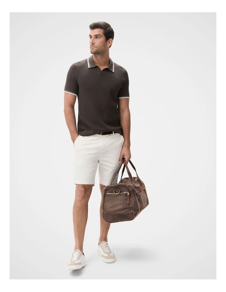 Tipped Knit Polo in Brown image 4