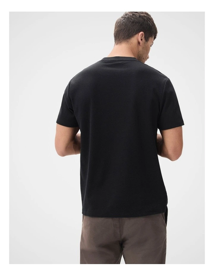 Jacquard Relaxed Fit T-shirt in Black image 2