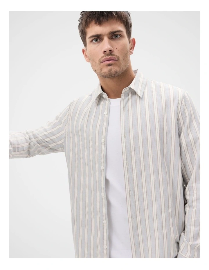 Stripe Jacquard Regular Fit Shirt in Multi image 3