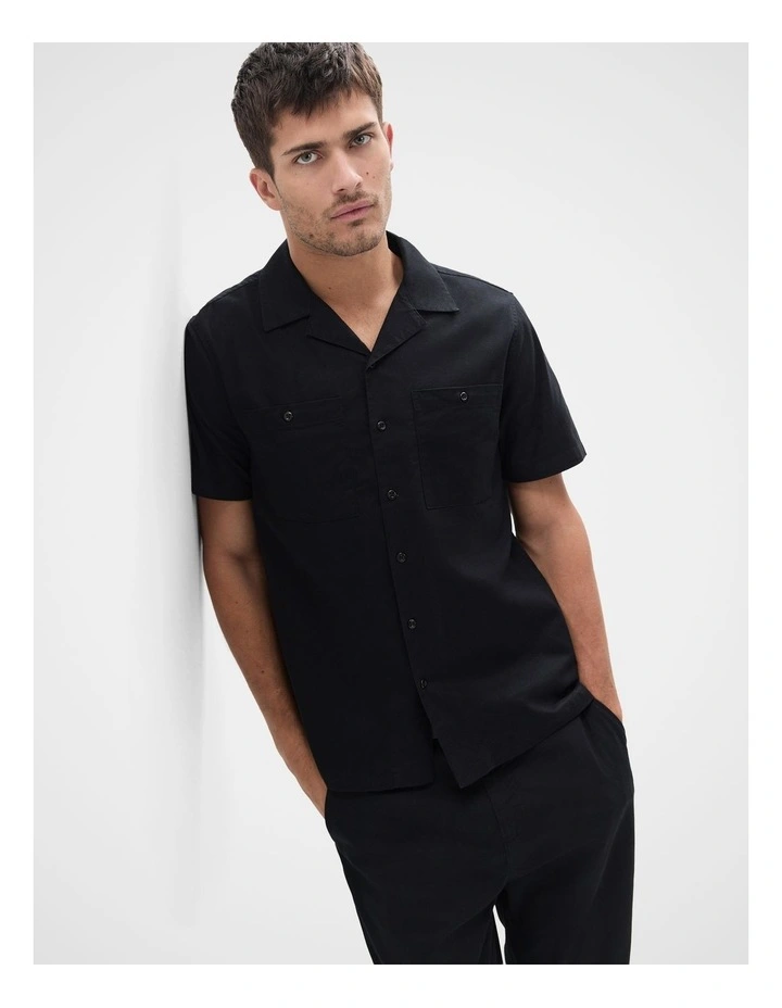 Brushed Safari Regular Fit Shirt in Black image 1