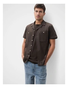 Brushed Safari Regular Fit Shirt in Brown