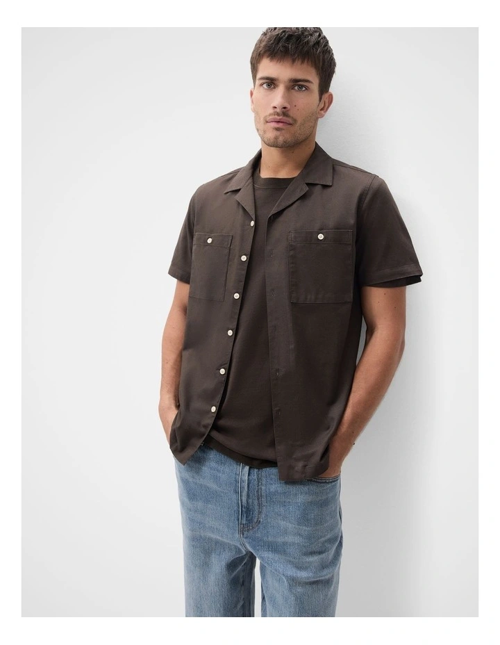 Brushed Safari Regular Fit Shirt in Brown image 1