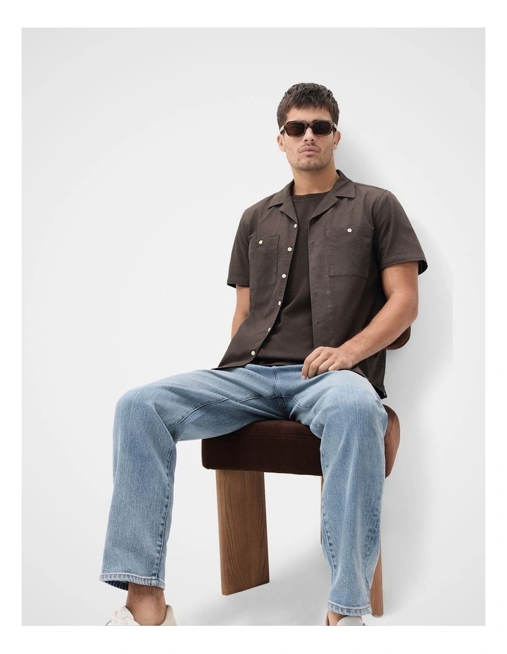 Brushed Safari Regular Fit Shirt in Brown image 4