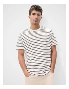 Coffee Stripe Relaxed T-shirt in Multi