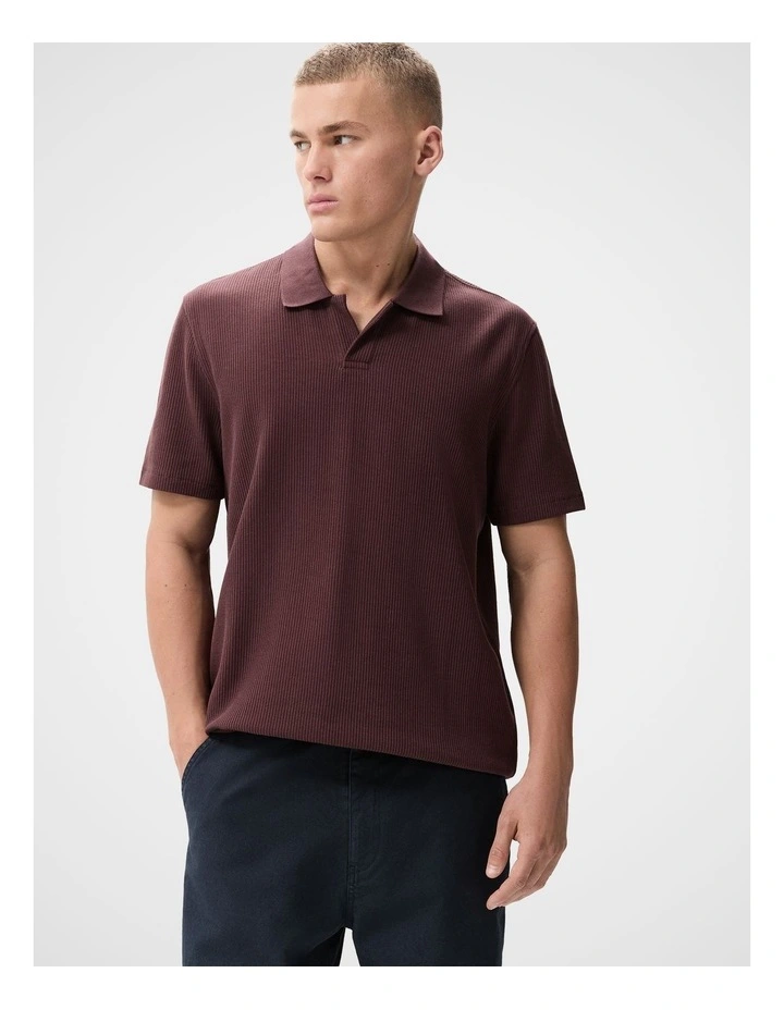 Rib Polo Shirt in Purple image 1
