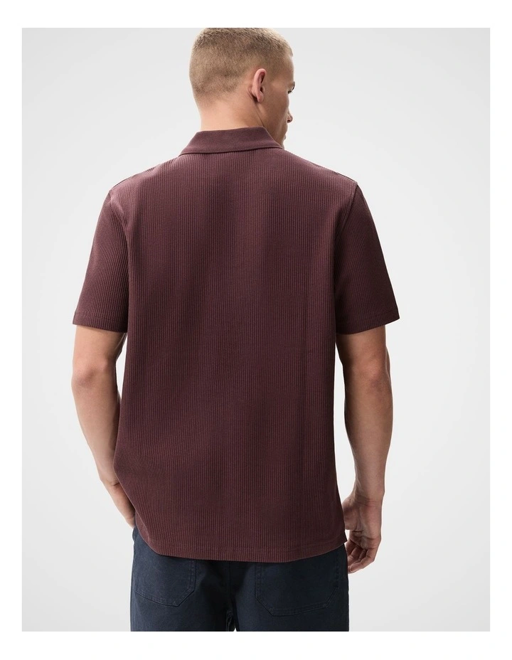 Rib Polo Shirt in Purple image 2