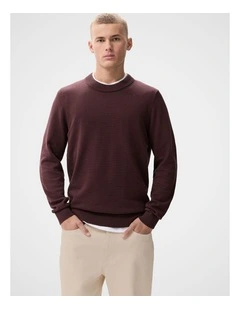 Lightweight Crew Neck Knit T-shirt in Brown