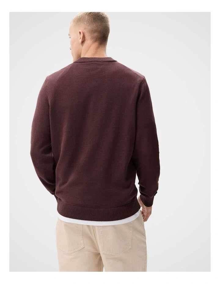 Lightweight Crew Neck Knit T-shirt in Brown image 3