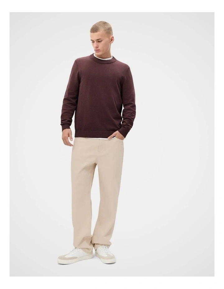 Lightweight Crew Neck Knit T-shirt in Brown image 4