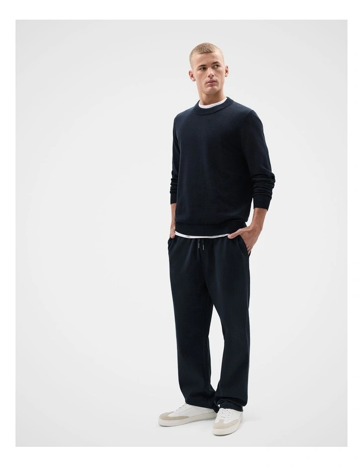 Lightweight Crew Neck Knit T-shirt in Blue image 4