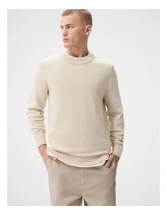 Lightweight Crew Neck Knit T-shirt in Cream