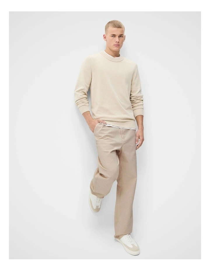 Lightweight Crew Neck Knit T-shirt in Cream image 4