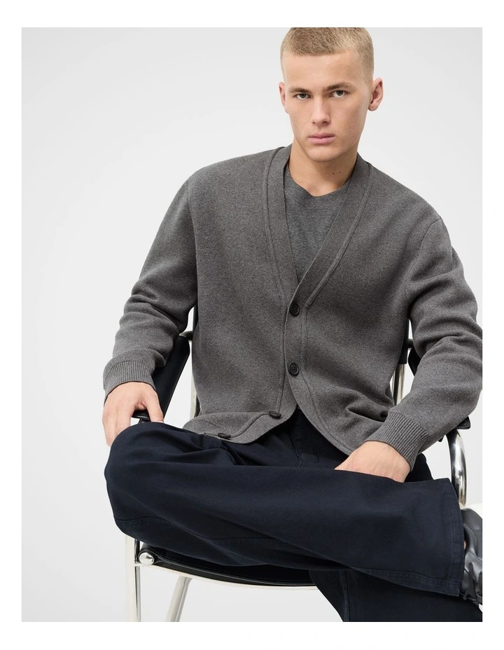 Compact Knit Cardigan in Grey image 4