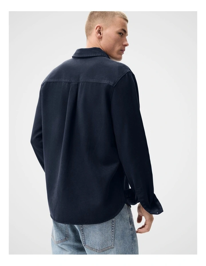 Cotton Lyocell Relaxed Fit Shirt in Blue image 2