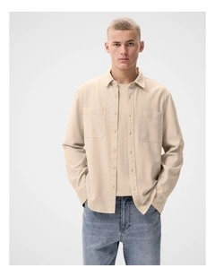 Cotton Lyocell Relaxed Fit Shirt in Cream