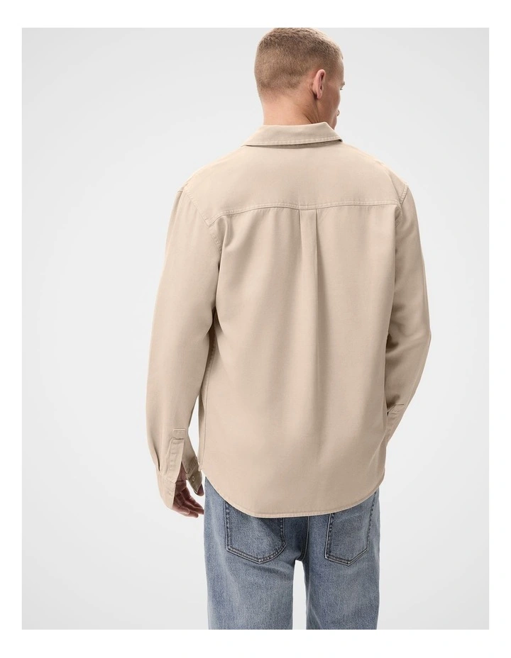 Cotton Lyocell Relaxed Fit Shirt in Cream image 2