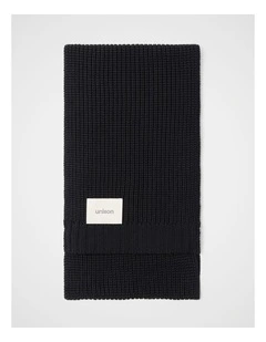 Textured Knit Scarf in Black