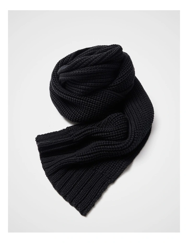 Textured Knit Scarf in Black image 3