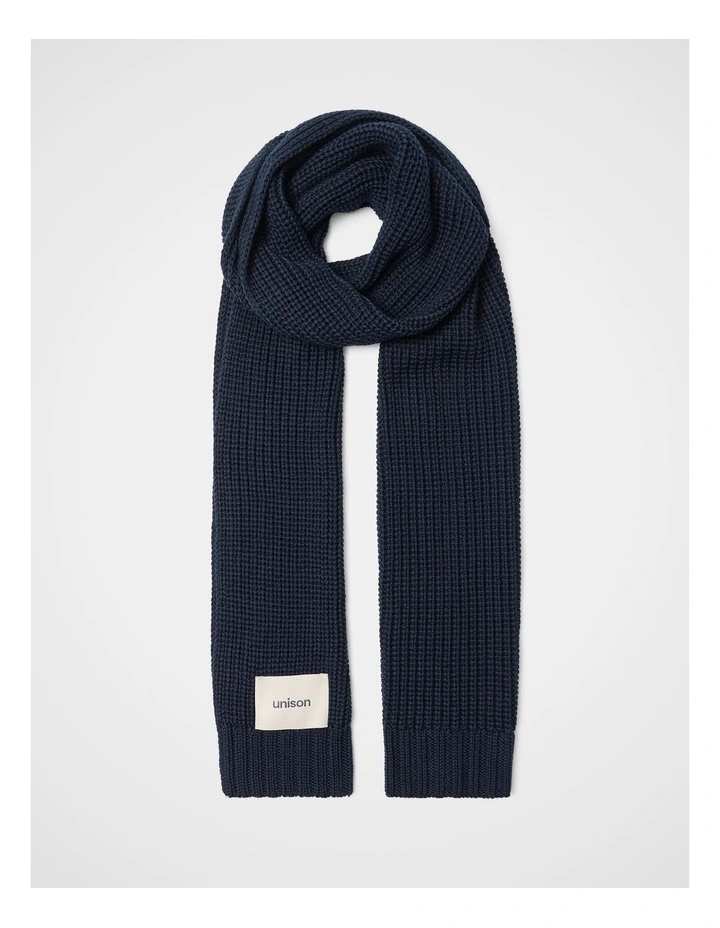 Textured Knit Scarf in Blue image 3