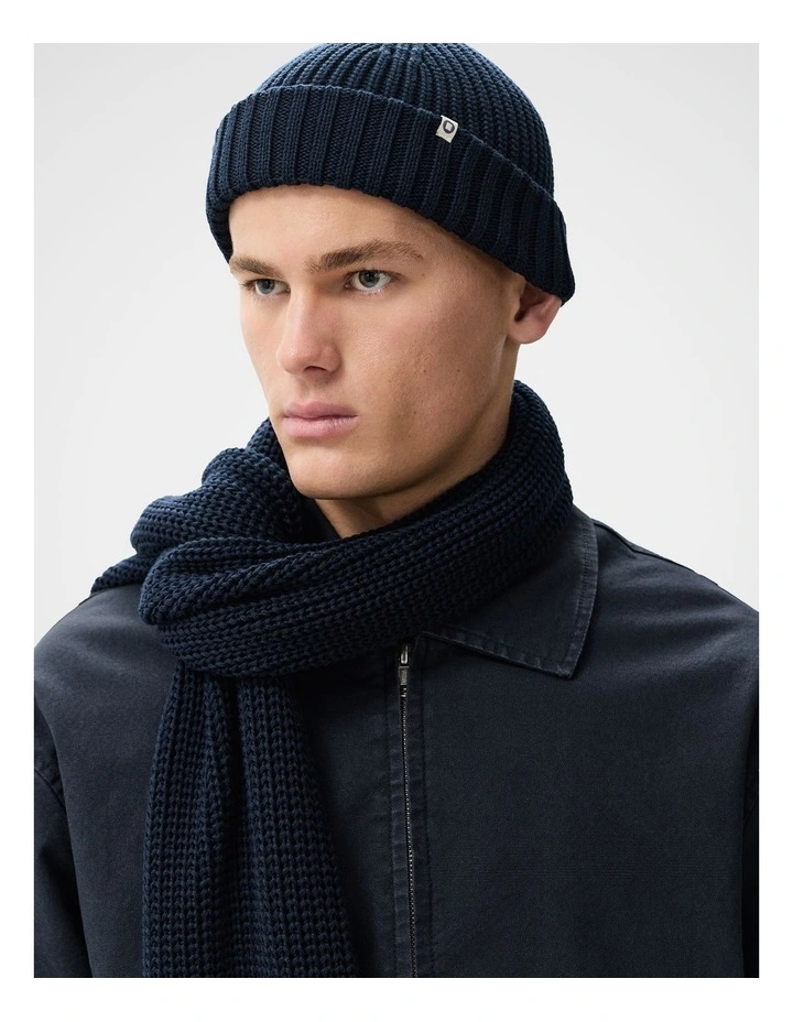 Textured Knit Scarf in Blue image 4