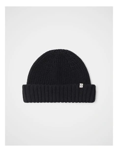 Textured Fishermans Beanie in Black