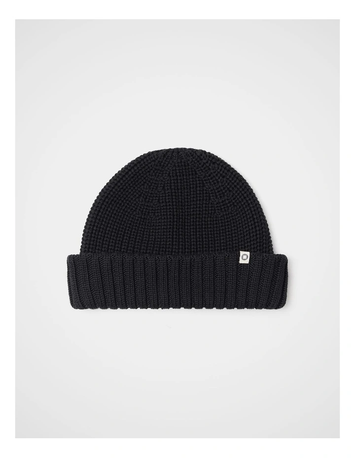 Textured Fishermans Beanie in Black image 1