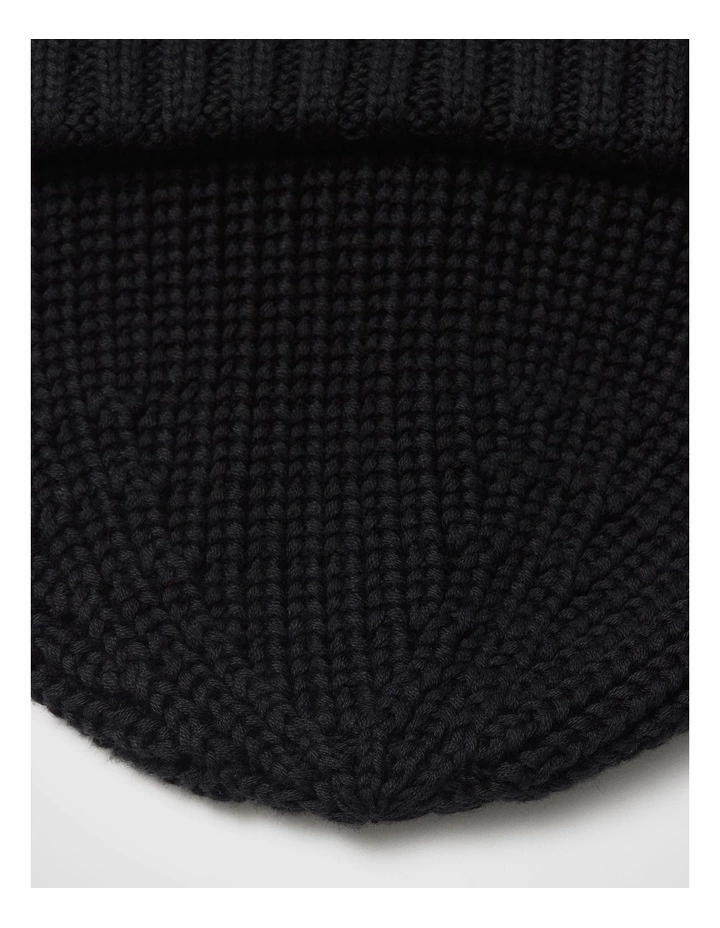 Textured Fishermans Beanie in Black image 2