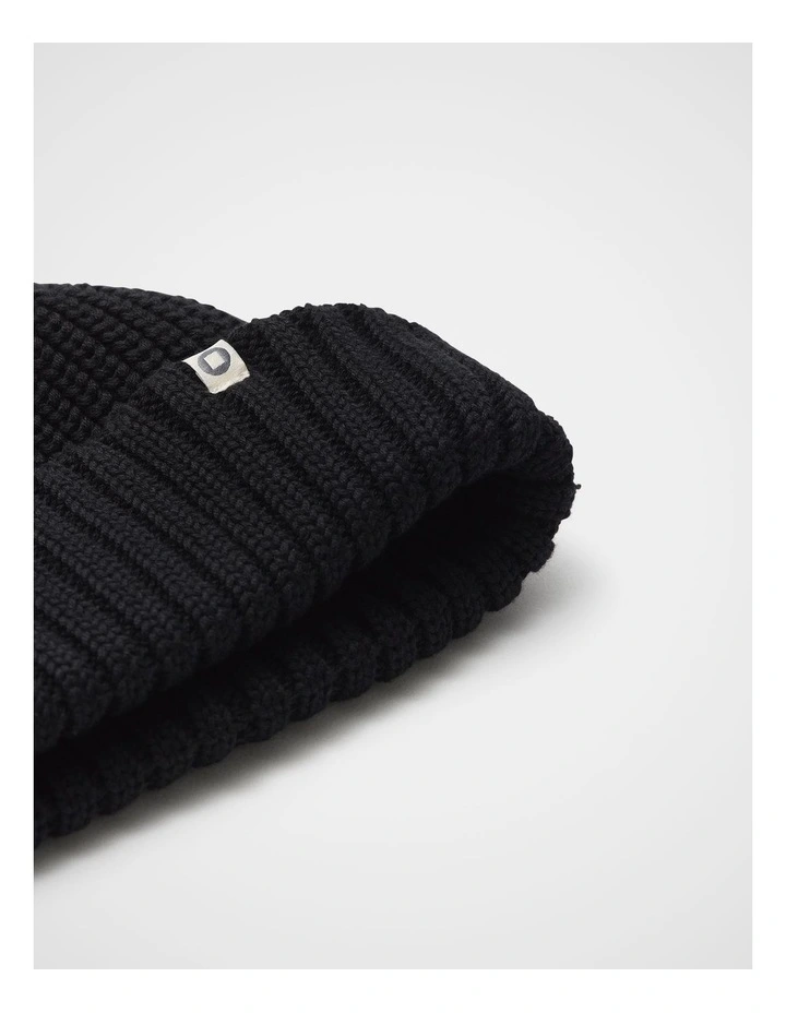 Textured Fishermans Beanie in Black image 3